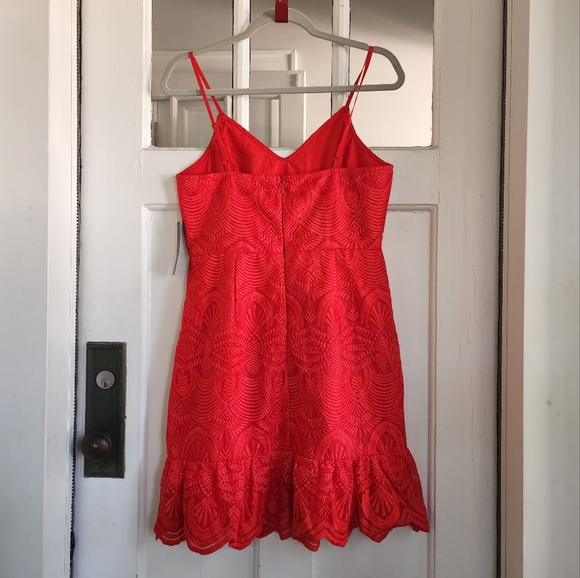 Lulu's Shura Red Embroidered Sleeveless Dress, Sz M - Picture 7 of 14